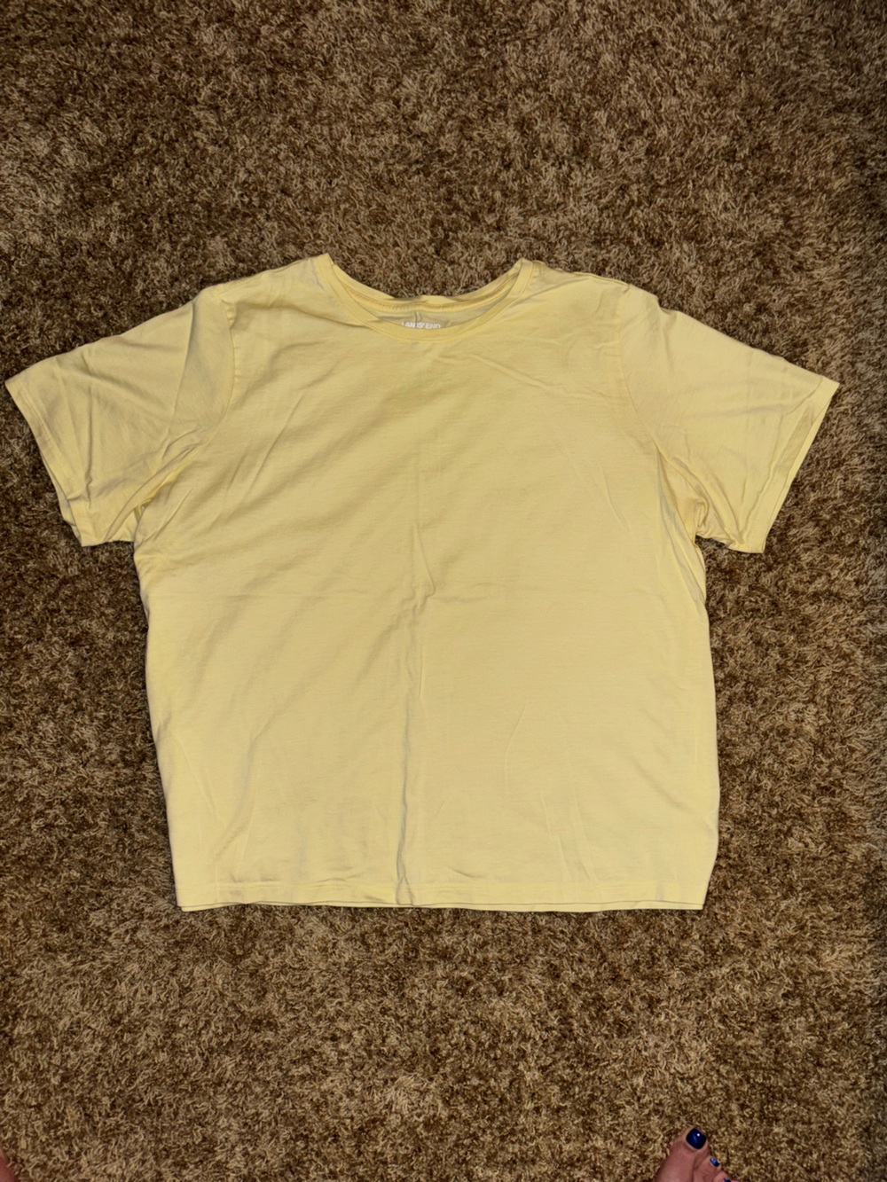 Lands End Soft Yellow Supima Cotton Relaxed Fit Crewneck Tee